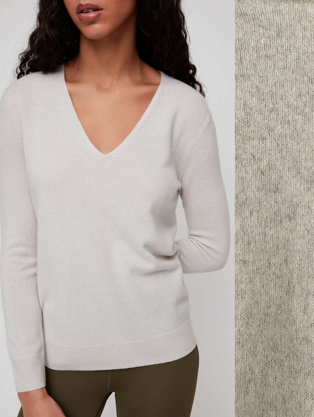 Aritzia The Group by Babaton Luxe Cashmere V-Neck Sweater Size XS Cream Neutral